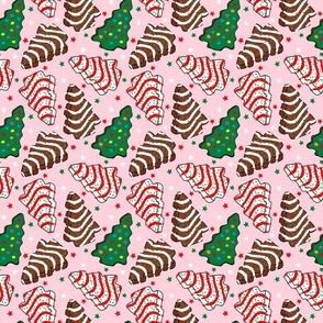 Assorted Christmas Tree Cakes Pink Background - Small Scale