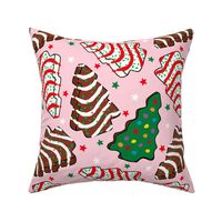 Assorted Christmas Tree Cakes Pink Background - Large Scale