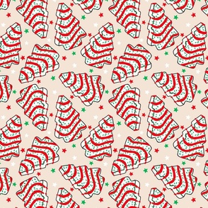 White Christmas Cakes Beige Background - Medium Scale