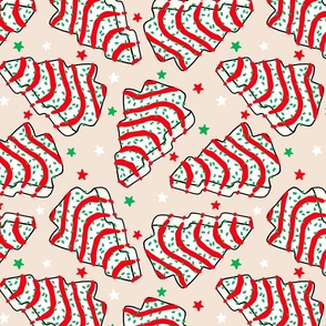 White Christmas Cakes Beige Background Rotated - Large Scale