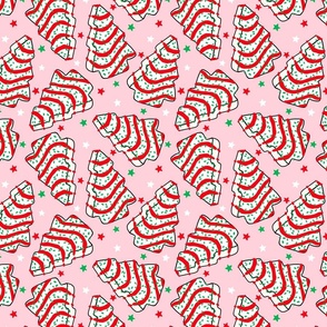 White Christmas Cakes Pink Background - Medium Scale