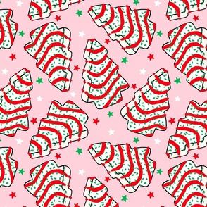 White Christmas Cakes Pink Background - Large Scale