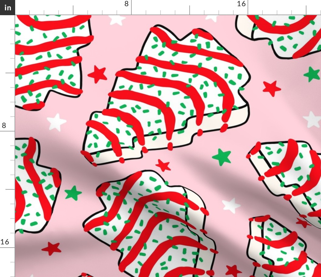 White Christmas Cakes Pink Background - XL Scale