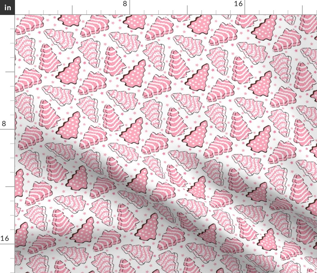 Assorted Pink Christmas Tree Cakes White Background - XS Scale