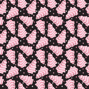 Pink Christmas Tree Cakes Dark Grey Background - Small Scale
