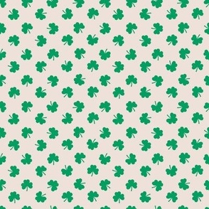 St Patrick’s Day green shamrock on neutral tossed 4x4