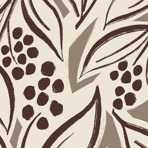 Sketched Plants - Brown - Large Version