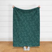 Pastel goth style pattern with calligraphy swirls in dark green and green “The Witching Hour”