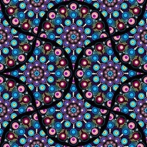 6” Starry Night Dot Mandala Mirrored Scale Pattern - Small