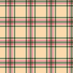 Spring summer tartan plaid designs vintage style seventies gingham checkered trend winter kids palette olive green pink on beige cream