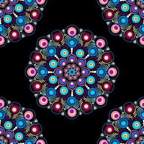 24” Starry Night Polka Dot Mandala Pattern - Large