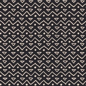 Triangle stripes small boho geometric sand on black