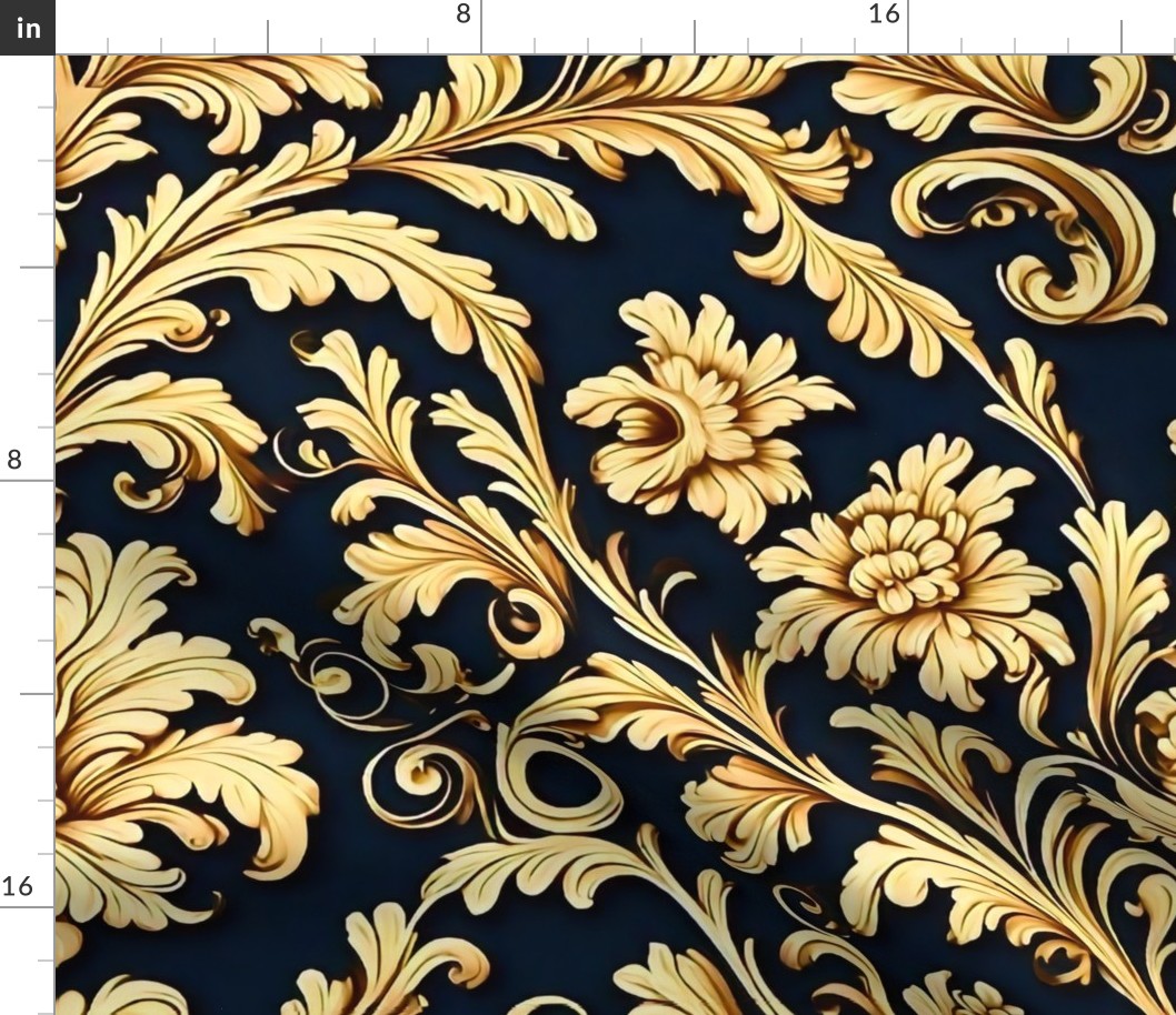 baroque gold flowers ansd black