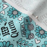 Large Scale Jeep Queen Floral in Aqua Blue