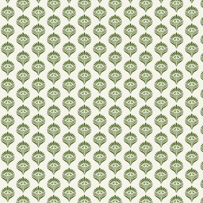 Hanna Block Print in Green on Offwhite