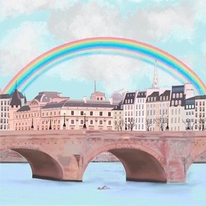 Rainbow over the Pont Neuf, Paris (seamless design)