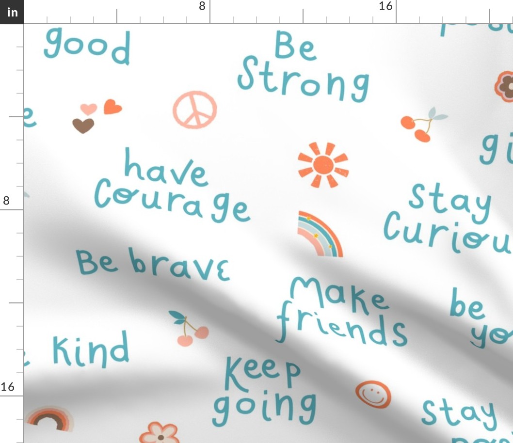 Affirmations positive words and good vibes, kids beachy, school typography, large scale