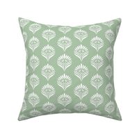 Hanna Block Print White on Sage Green