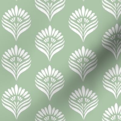 Hanna Block Print White on Sage Green