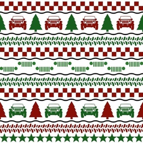 Medium Scale 4x4 Adventures Fair Isle in Christmas Red and Green