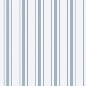 Winter Blue French Provincial Ticking Stripe on Off-White