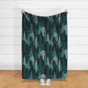 Large jumbo scale // Winter forest // night swim green panna cotta and morel beige cozy pine trees 