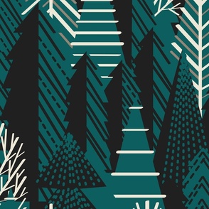 Large jumbo scale // Winter forest // night swim green panna cotta and morel beige cozy pine trees 