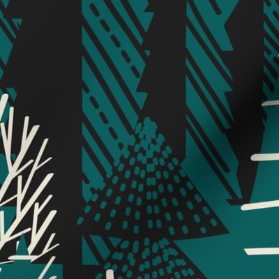 Normal scale // Winter forest // night swim green panna cotta and morel beige cozy pine trees 