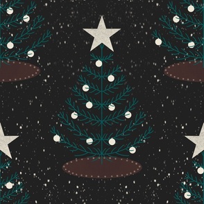 Folk winter tree with star and snow