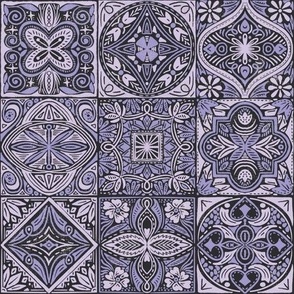 vintage mosaic tiles -  muted purple, dark ceramics (1tile - 3 inches/7.5 cm)