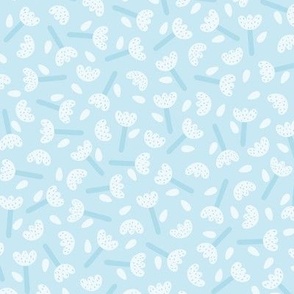  Sweet Little Flowers // small scale 0031 I // Children's Fabric Bold Aesthetic Modern Pattern cute buds white blue babyblue skyblue bluewallpaper lightblue light-blue