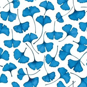  Ginkgo biloba watercolor blue // small scale 0003 B //  gingko leaves leaf nature 