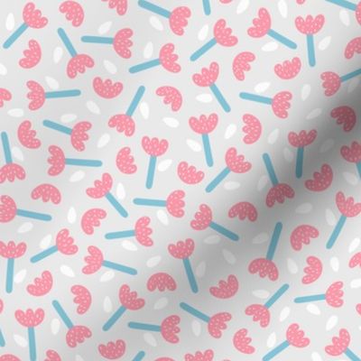  Sweet Little Flowers // small scale 0031 D // Children's Fabric Bold Aesthetic Modern Pattern cute buds white blue red gray rose