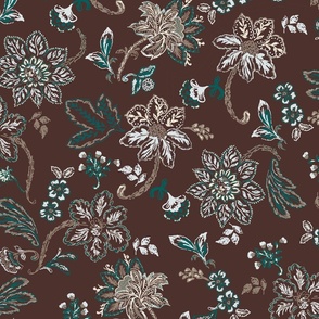  Western gothic Paisley flower shapes autumn floral