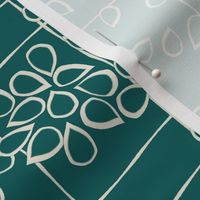 Petal Clusters Windowpane Design on Teal Background