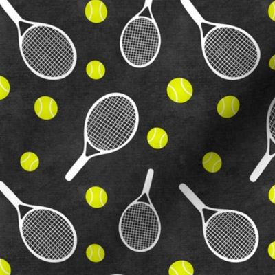 tennis racket and tennis balls - charcoal