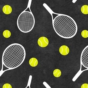 tennis racket and tennis balls - charcoal