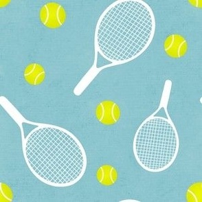 tennis racket and tennis balls - aqua