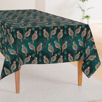 Partridge and Pear Tree in Night Swim Molasses Black Mountain Paisley Ogee