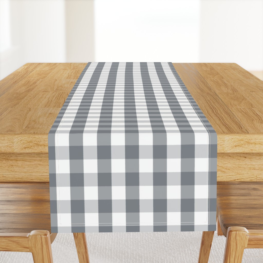 Grey Blue and White French Provincial Winter Gingham Check