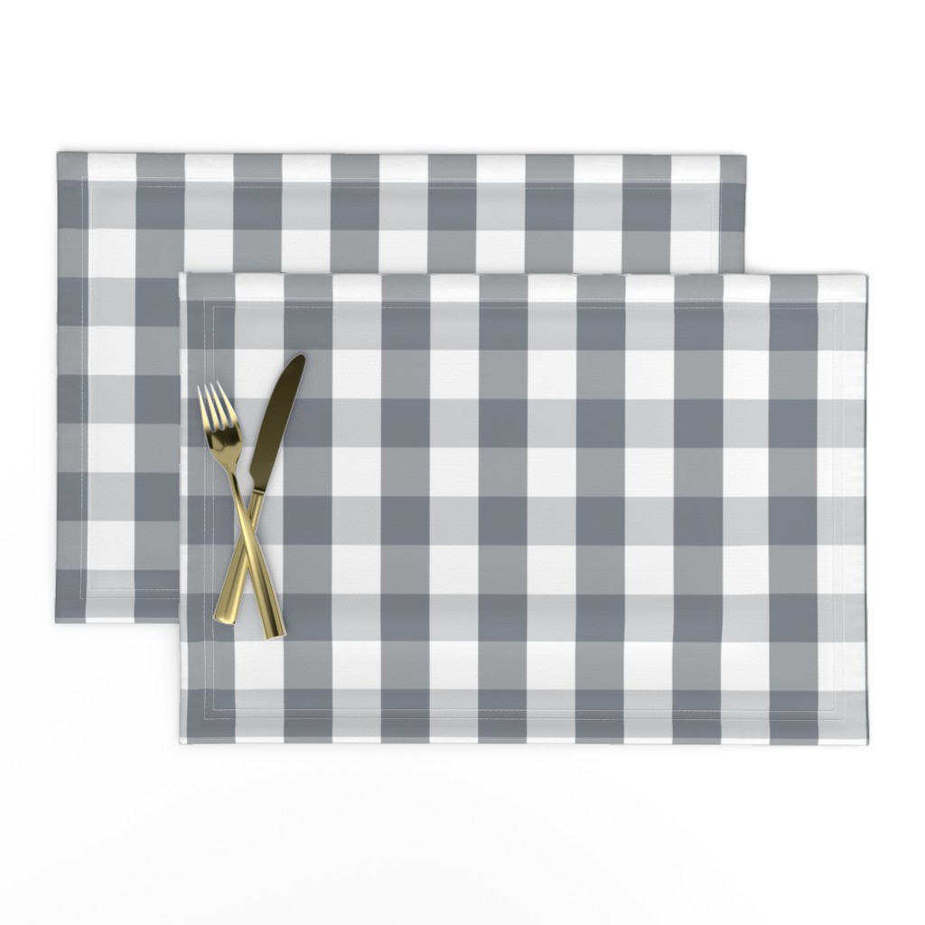 Grey Blue and White French Provincial Winter Gingham Check