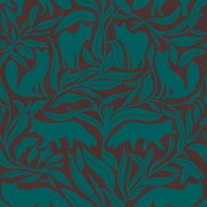 East Fork Whimsical Foxes Hidden in the Woods in Teal and Forest Brwon