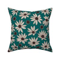Summer’s End helianthus floral XL scale in teal by Pippa Shaw