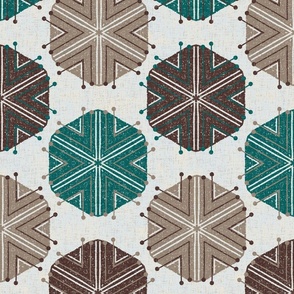 Retro Mod Snowflakes Large by FRIZTIN in the Solid EASTFORK Midnight Swim & Molasses palette