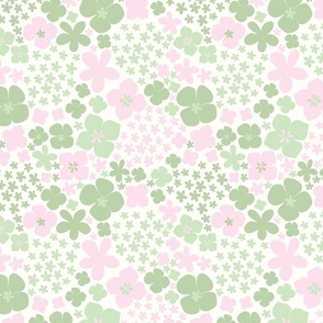Pink and Green Modern Fun Summer Flowers for Kids Room