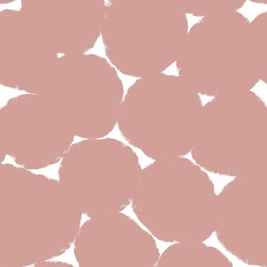 Large Soft pink and white Overlapping Abstract Polka Dots - pastel dusty pink White Geometric - Modern Graphic artistic brush stroke spots - Minimal Trendy Scandi Style Circles