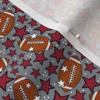 Small Scale Team Spirit Footballs and Stars in University of Alabama Colors Crimson Red and Cool Gray