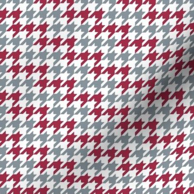 Small Scale Team Spirit Football Houndstooth in University of Alabama Colors Crimson Red and Cool Gray