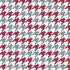 Small Scale Team Spirit Football Houndstooth in University of Alabama Colors Crimson Red and Cool Gray