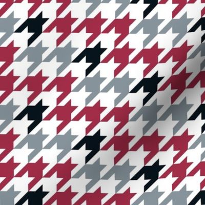 Medium Scale Team Spirit Football Houndstooth in University of Alabama Colors Crimson Red Cool Gray and Black